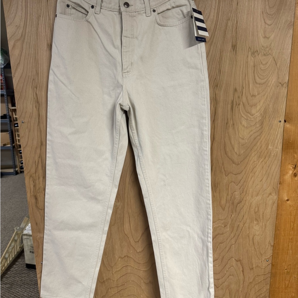 Lands' End Cream Straight Leg Jeans Classic Style